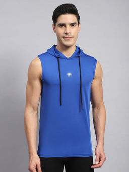 Rock.it - Men's Royal Blue Solid Hooded Sleeveless Regular Fit T-Shirt