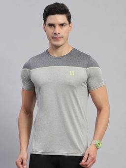Rock.it - Men's Grey Colorblock Round Neck Half Sleeves Regular Fit T-Shirt