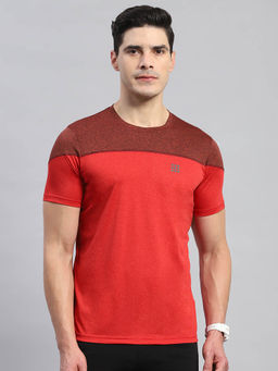Rock.it - Men's Red Colorblock Round Neck Half Sleeves Regular Fit T-Shirt