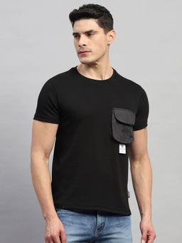 Rock.it - Men's Black Solid Round Neck Half Sleeves T-Shirt
