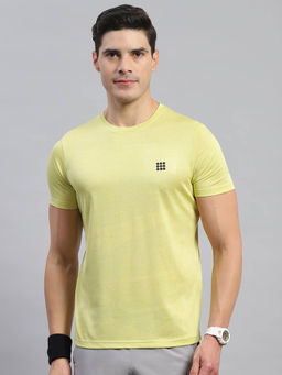 Rock.it - Men's Yellow Solid Round Neck Half Sleeves Regular Fit T-Shirt