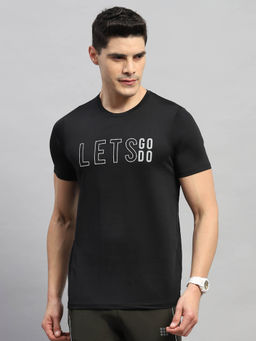 Rock.it - Men's Black Textured Round Neck Half Sleeves T-Shirt