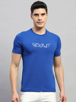 Rock.it - Men's Blue Solid Round Neck Half Sleeves T-Shirt