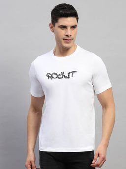 Rock.it - Men's White Solid Round Neck Half Sleeves T-Shirt
