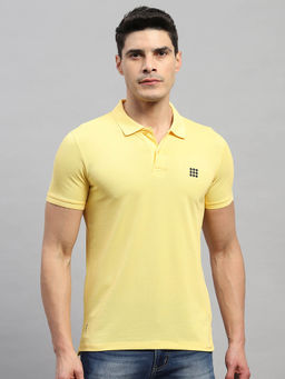 Rock.it - Men's Yellow Solid Polo Collar Half Sleeves T-Shirt