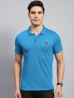 Rock.it - Men's Teal Blue Solid Polo Collar Half Sleeves Regular Fit T-Shirt