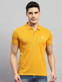 Rock.it - Men's Mustard Solid Polo Collar Half Sleeves T-Shirt