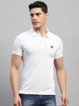 Rock.it - Men's White Solid Polo Collar Half Sleeves T-Shirt