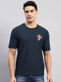 Rock.it - Men's Printed Navy Blue Round Neck Half Sleeves Regular Fit T-Shirt