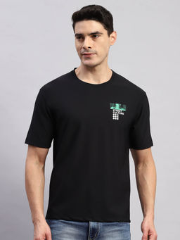 Rock.it - Men's Printed Black Round Neck Half Sleeves Regular Fit T-Shirt
