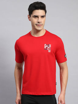Rock.it - Men's Red Printed Round Neck Half Sleeves Regular Fit T-Shirt