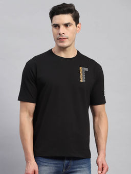Rock.it - Men's Black Printed Round Neck Half Sleeves Regular Fit T-Shirt