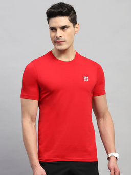 Rock.it - Men's Red Solid Round Neck Half Sleeves T-Shirt