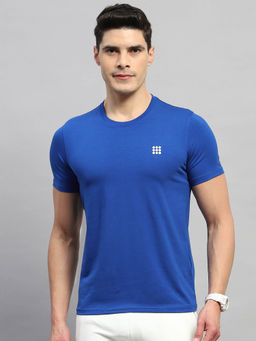 Rock.it - Men's Blue Solid Round Neck Half Sleeves T-Shirt