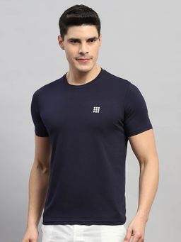 Rock.it - Men's Navy Blue Solid Round Neck Half Sleeves T-Shirt