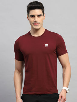 Rock.it - Men's Wine Solid Round Neck Half Sleeves T-Shirt