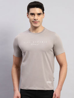Rock.it - Men's Printed Grey Round Neck Half Sleeves Slim Fit T-Shirt