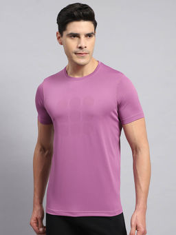 Rock.it - Men's Purple Solid Round Neck Half Sleeves Regular Fit T-Shirt