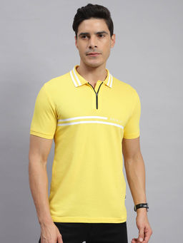 Rock.it - Men's Yellow Solid Polo Collar Half Sleeves Regular Fit T-Shirt