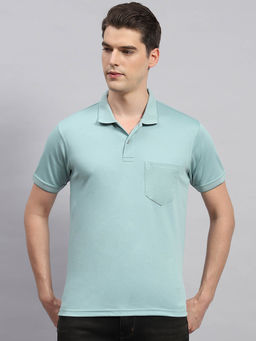 Monte Carlo - Men's Blue Solid Collar Neck Half Sleeves Regular Fit T-Shirt