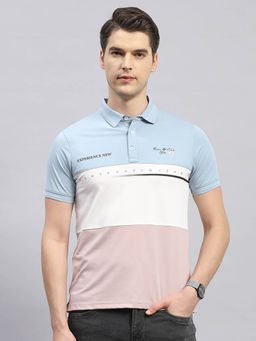 Monte Carlo - Men's Pink Colorblock Polo Neck Half Sleeves Regular Fit T-Shirt