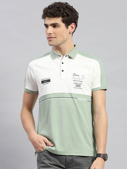 Monte Carlo - Men's Olive Colorblock Polo Neck Half Sleeves T-shirt