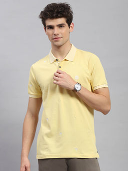 Monte Carlo - Men's Yellow Solid Polo Neck Half Sleeves T-shirt