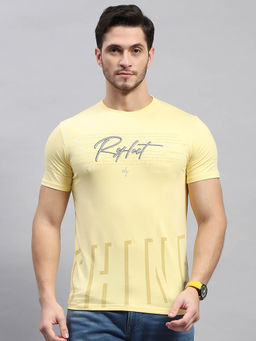 Monte Carlo - Men's Yellow Printed Round Neck Half Sleeves T-Shirt