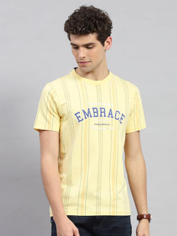Monte Carlo - Men's Yellow Printed Round Neck Half Sleeves T-shirt