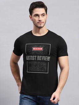 Monte Carlo - Men's Black Printed Round Neck Half Sleeves T-Shirt