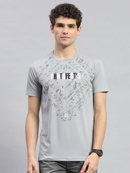 Monte Carlo - Men's GREY Printed Round Neck Half Sleeves T-shirt