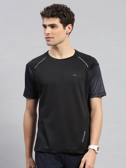 Monte Carlo - Men's Black Solid Round Neck Half Sleeves T-shirt