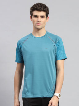 Monte Carlo - Men's Teal Solid Round Neck Half Sleeves T-shirt