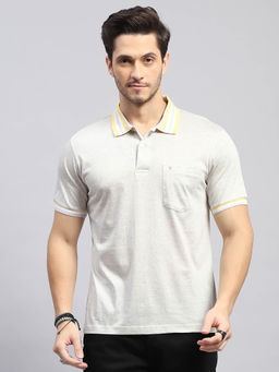 Monte Carlo - Men's Solid Off White Polo Neck Half Sleeves Regular Fit T-Shirt