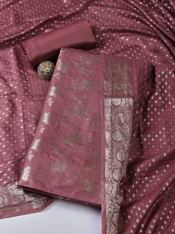 MEENA BAZAAR - Women's Pink Chanderi Unstitched Dress Material