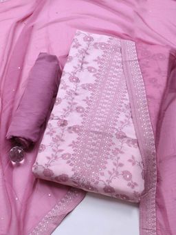 MEENA BAZAAR - Women's Mauve Muslin Unstitched Dress Material