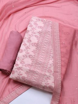 MEENA BAZAAR - Women's Peach Muslin Unstitched Dress Material