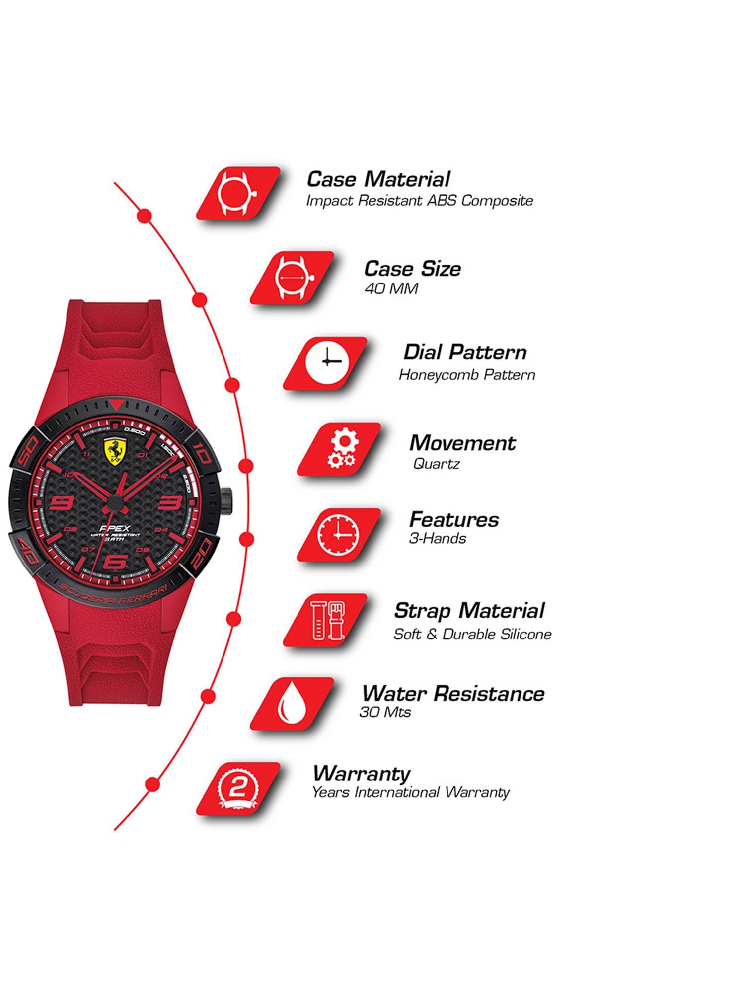 Buy Scuderia Ferrari Apex 0840033 Black Dial Analoge Watch Online