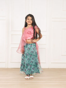 Pink Cow - Hello Kitty Floral Printed Lehenga with Dupatta (Set of 2)