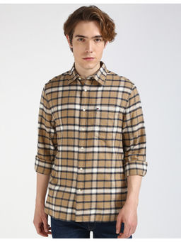 Tommy Hilfiger - Beige Brushed Shadow Checks Casual Shirt