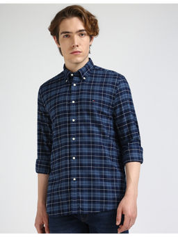 Tommy Hilfiger - Navy Blue Brushed Easy Checks Casual Shirt