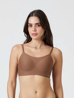 B'There - Womens Full Coverage Seamless Scoop Neck Bra - Brown
