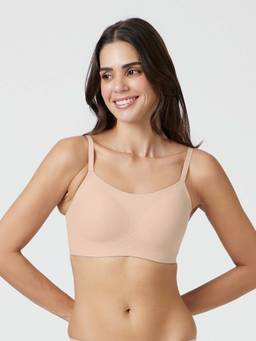 B'There - Womens Full Coverage Seamless Scoop Neck Bra - Beige