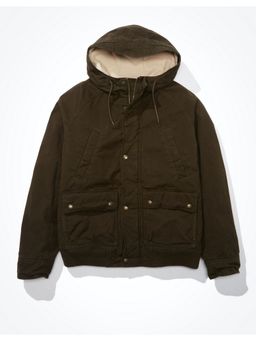 American Eagle - Mens Green Hooded Military Jacket