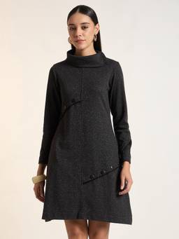 STADO - Women Self Design Knitted A-Line Dress