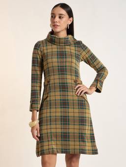 STADO - Women Checked Knitted A-Line Dress