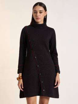 STADO - Women Self Design Knitted A-Line Dress