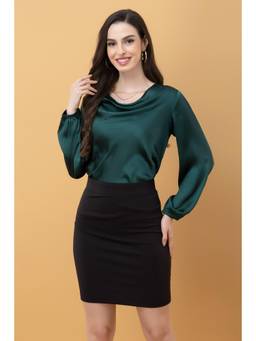 PURYS - Cowl Neck Semi-Formal Satin Top