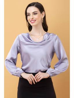 PURYS - Cowl Neck Semi-Formal Satin Top