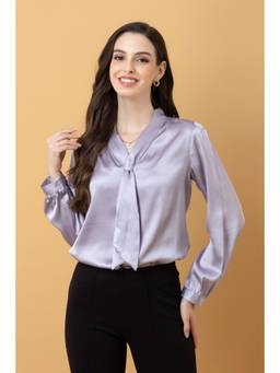 PURYS - Cuffed Sleeve Satin Top